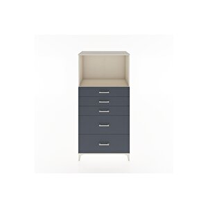 Hyperion Dolap Tek Raflı 5 Çekmeceli 88x44x182 Aytaşı-antrasit