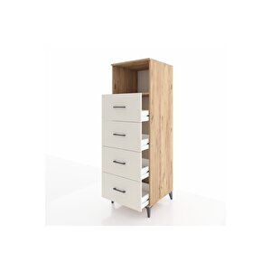Kronos Dolap Tek Raflı 4 Çekmeceli 60x59x182 Çam-aytaşı