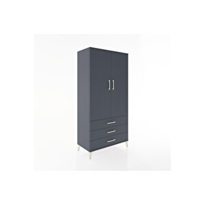 Hyperion Dolap Tek Raflı 3 Çekmeceli Tek Askılı 88x44x182 Antrasit-antrasit