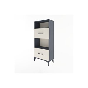 Arges Dolap 2 Raflı 2 Çekmeceli 60x30x134 Antrasit-aytaşı