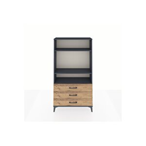 Arges Dolap 3 Raflı 3 Çekmeceli 88x30x163 Antrasit-çam