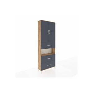Arges Dolap 4 Raflı 3 Çekmeceli 2 Kapaklı 88x30x243 Çam-antrasit