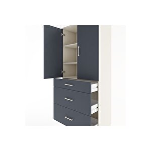 Hyperion Dolap 3 Raflı 3 Çekmeceli 2 Kapaklı 88x44x195 Aytaşı-antrasit