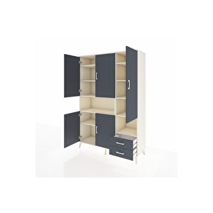 Hyperion Gardrop 10 Raflı 2 Çekmeceli 5 Kapaklı 132x44x195 Aytaşı-antrasit