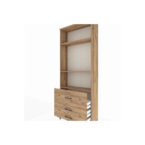 Arges Dolap 3 Raflı 3 Çekmeceli 88x30x221 Çam-çam
