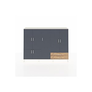 Arges Dolap 12 Raflı 2 Çekmeceli 7 Kapaklı 220x30x163 Aytaşı-antrasit/çam