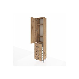 Arges Dolap 3 Raflı 4 Çekmeceli Tek Kapaklı 44x30x221 Çam-çam