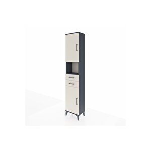 Arges Dolap 4 Raflı 2 Çekmeceli 2 Kapaklı 44x30x221 Antrasit-aytaşı