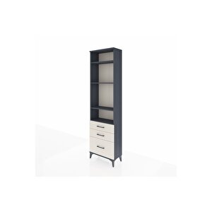 Arges Dolap 4 Raflı 3 Çekmeceli 60x30x221 Antrasit-aytaşı