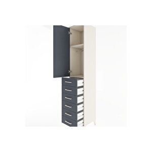 Hyperion Dolap 2 Raflı 6 Çekmeceli Tek Askılı 44x44x221 Aytaşı-antrasit