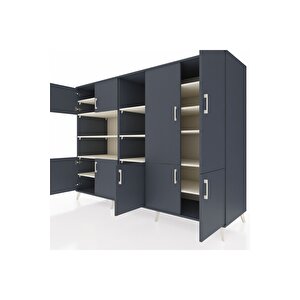 Kronos Dolap 14 Raflı 9 Kapaklı 220x59x163 Antrasit-antrasit/aytaşı