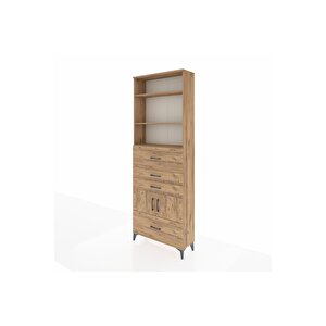 Arges Dolap 4 Raflı 4 Çekmeceli 2 Kapaklı 88x30x243 Çam-çam