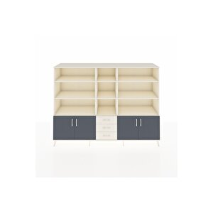 Hyperion Dolap 11 Raflı 3 Çekmeceli 4 Kapaklı 220x44x163 Aytaşı-antrasit/aytaşı