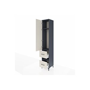 Hyperion Dolap 3 Raflı 2 Çekmeceli Tek Askılı 44x44x243 Antrasit-aytaşı