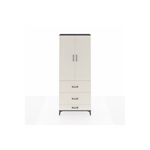 Arges Dolap 2 Raflı 3 Çekmeceli Tek Askılı 88x30x221 Antrasit-aytaşı