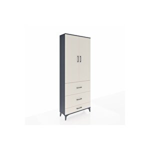 Arges Dolap 2 Raflı 3 Çekmeceli Tek Askılı 88x30x221 Antrasit-aytaşı