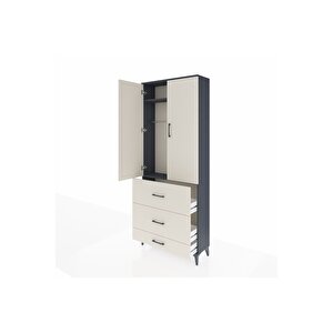 Arges Dolap 2 Raflı 3 Çekmeceli Tek Askılı 88x30x221 Antrasit-aytaşı