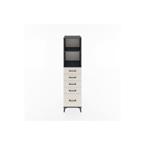 Hyperion Dolap 2 Raflı 5 Çekmeceli 44x44x182 Antrasit-aytaşı