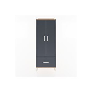 Hyperion Dolap 4 Raflı Tek Çekmeceli 2 Kapaklı 60x44x163 Çam-antrasit