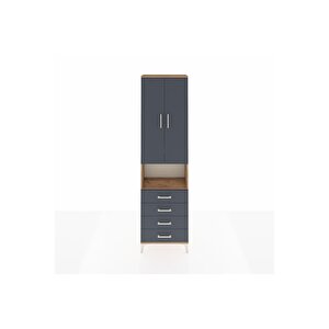 Arges Dolap 4 Raflı 4 Çekmeceli 2 Kapaklı 60x30x221 Çam-antrasit
