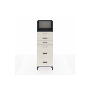 Kronos Dolap Tek Raflı 6 Çekmeceli 60x59x182 Antrasit-aytaşı