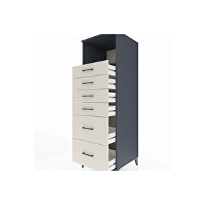 Kronos Dolap Tek Raflı 6 Çekmeceli 60x59x182 Antrasit-aytaşı