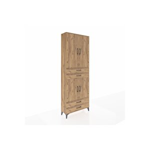 Arges Dolap 5 Raflı 4 Çekmeceli 4 Kapaklı 88x30x243 Çam-çam