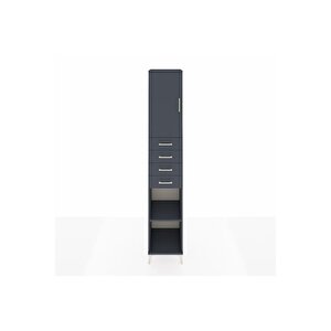 Hyperion Dolap 4 Raflı 4 Çekmeceli Tek Kapaklı 44x44x243 Antrasit-antrasit