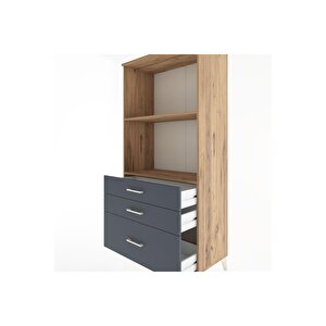 Hyperion Dolap 2 Raflı 3 Çekmeceli 88x44x182 Çam-antrasit