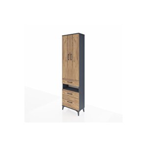 Arges Dolap 4 Raflı 3 Çekmeceli 2 Kapaklı 60x30x221 Antrasit-çam