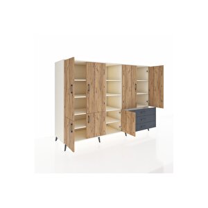 Kronos Dolap 11 Raflı 3 Çekmeceli 7 Kapaklı 220x59x163 Aytaşı-çam/antrasit