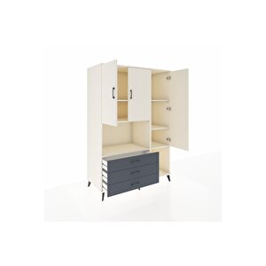 Kronos Dolap 6 Raflı 3 Çekmeceli 3 Kapaklı 132x59x195 Aytaşı-aytaşı/antrasit