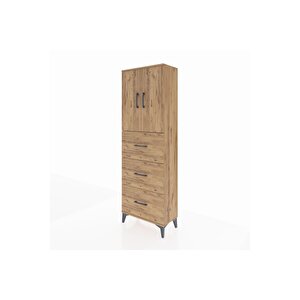 Arges Dolap 3 Raflı 3 Çekmeceli 2 Kapaklı 60x30x182 Çam-çam