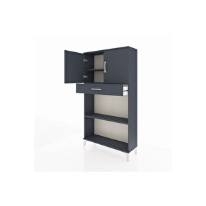 Arges Dolap 3 Raflı Tek Çekmeceli 2 Kapaklı 88x30x163 Antrasit-antrasit