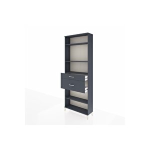 Arges Dolap 4 Raflı 2 Çekmeceli 88x30x243 Antrasit-antrasit