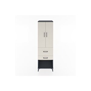 Hyperion Dolap 3 Raflı 2 Çekmeceli 2 Kapaklı 60x44x195 Antrasit-aytaşı