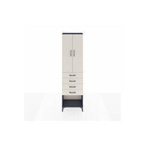 Arges Dolap 2 Raflı 4 Çekmeceli Tek Askılı 60x30x221 Antrasit-aytaşı