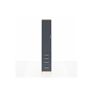 Hyperion Dolap 4 Raflı 4 Çekmeceli Tek Kapaklı 44x44x243 Çam-antrasit