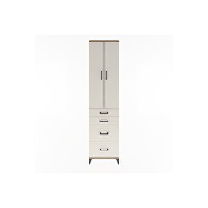 Arges Dolap 4 Raflı 4 Çekmeceli 2 Kapaklı 60x30x243 Çam-aytaşı