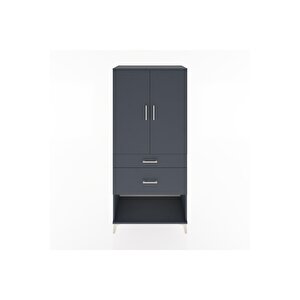 Hyperion Dolap Tek Raflı 2 Çekmeceli Tek Askılı 88x44x195 Antrasit-antrasit