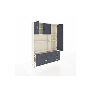 Arges Gardrop 7 Raflı 5 Çekmeceli 3 Kapaklı 132x30x195 Aytaşı-antrasit