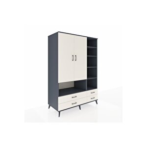 Kronos Dolap 10 Raflı 4 Çekmeceli 2 Kapaklı 132x59x195 Antrasit-aytaşı/aytaşı