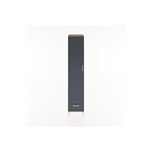 Hyperion Dolap 3 Raflı Tek Çekmeceli Tek Askılı 44x44x221 Çam-antrasit