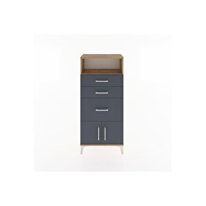 Hyperion Dolap Tek Raflı 3 Çekmeceli 2 Kapaklı 60x44x134 Çam-antrasit