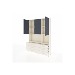 Arges Dolap 6 Raflı 6 Çekmeceli 3 Kapaklı 132x30x195 Aytaşı-antrasit/aytaşı