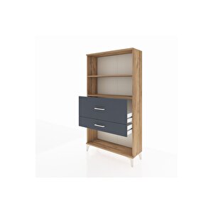 Arges Dolap 2 Raflı 2 Çekmeceli 88x30x163 Çam-antrasit