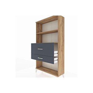 Arges Dolap 2 Raflı 2 Çekmeceli 88x30x163 Çam-antrasit