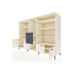 Kronos Dolap 10 Raflı 2 Çekmeceli 4 Kapaklı 220x59x163 Aytaşı-aytaşı/antrasit