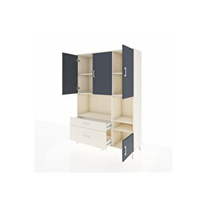 Hyperion Dolap 7 Raflı 2 Çekmeceli 4 Kapaklı 132x44x195 Aytaşı-antrasit/aytaşı