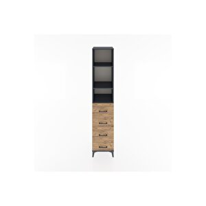 Hyperion Dolap 3 Raflı 4 Çekmeceli 44x44x221 Antrasit-çam